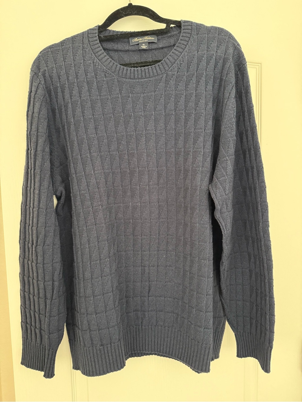Brooks Brothers Navy Textured Crewneck Sweater